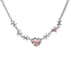 Collar con Corazón Rosa Dulce y Fresco para Niña Cadena para Clavícula de Mujer Lujo Accesible Gama Alta Accesorios de Primavera y Verano Collar Fresco Elegante para Mujer