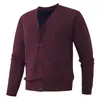 Chaqueta de Punto con Cuello en V para Comercio Exterior Transfronterizo para Hombres Jóvenes y de Mediana Edad, Chaqueta Cardigan Jacquard de Moda Otoño e Invierno para Hombre, Estilo Papá Versión Coreana