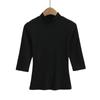 Deseo puro por el viento chica caliente sexy delgada cuello medio alto manga corta camiseta moda de mujer Joker manga siete capa base al por mayor