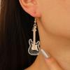 Aretes de guitarra de aleación con diamantes de gota de aceite, estilo punk lindo de nicho de moda europea y americana, temperamento combinable, aretes clásicos
