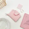 Portatarjetas mini plisado estilo Ins, monedero dulce y femenino con botón a presión, bolso pequeño portátil con hebilla colgante para estudiantes, bolso de mujer