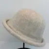 Sombrero Pequeño de Copa Redonda con Ala Enrollada Estilo Coreano Otoño e Invierno Casual Versátil Sombrero de Pescador Hace que la Cara se Vea Más Pequeña, Adecuado para Circunferencia de Cabeza Grande, Aspecto Natural, Rejuvenecedor