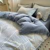 Conjunto de Cama de Algodão Puro Escovado Outono e Inverno Quatro Peças Lençóis de Cama Grossos de Algodão, Lençóis de Cama com Elástico, Capas de Edredom, Conjunto de Roupa de Cama de Três Peças