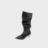 Botas de Tacón Aguja de Comercio Exterior Punta Fina Botas Europeas y Americanas Ajustadas Transfronterizas Nuevo Procesamiento Personalizado Botas de Cuero de Tacón Alto para Mujer 2025