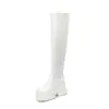 34-43 Otoño/Invierno Botas Largas de Charol para Mujer Tacón Alto Piel Brillante Botas Altas hasta la Rodilla Punta Redonda Suela Gruesa Tacón Cuadrado Plataforma Impermeable Cremallera Lateral