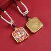 Colar Tanka de Aço Titânio Retrato dos Oito Santos Padroeiros Pintado à Mão com Ouro Colar do Buda do Nascimento de Xizang para Homens e Mulheres Estilo Xizang