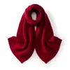 Bufanda de punto de cachemira de color liso estilo coreano, unisex, extralarga, gruesa, cálida y a la moda con un diseño calado