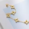 Plata S925 Exquisito Minimalista Estilo Ins Deslizante Incrustado de Diamantes Cepillado Estrella Suerte Trébol de Cuatro Hojas Pulido Satinado Pulsera S8221