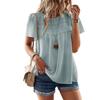 Camisa Feminina Transfronteiriça Kaikuo Amazon Primavera/Verão 2026 Comércio Exterior Casual Cor Sólida Gola Redonda Manga Curta
