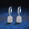 Pendientes de moissanita de 1 quilate para mujer, de plata de ley S925, con baño de platino y moissanita de corte esmeralda.