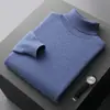 Suéter de punto de cuello alto para hombre, jersey de otoño e invierno, camisa base de punto liso, suéter de lana grueso