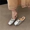 Sandalias de Punta Abierta Estilo Francés para Ropa de Exterior de Mujer Retro Cuadrada Todo Fósforo Estilo Coreano Correa Cruzada Agujero Abierto Poco Profundo Punta Abierta Media Chancla