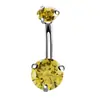 Piercing de Ombligo Acero de Titanio DIY Corazón Incrustado de Circonita Joyería para Piercing Corporal, Hipoalergénico, Venta al por Mayor Transfronteriza