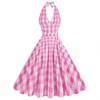 2023 Amazon Cross-border Explosions Hot Neck Barbie Pó Xadrez Vestido Estampado 9758
