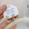 Banho de Ouro Real, Coleção Série Azul Moda Coreana e Japonesa, Brincos de Esmalte com Efeito Gotejante para Mulheres, Novos Brincos e Acessórios de Luxo Leve Nicho