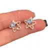 "O Céu Estrelado Cintilante" É Tão Lindo Pessoalmente! Brincos de Estrela Azul com Diamantes Inteiros para Mulheres. Brincos e Presilhas de Orelha Doces e Modernos de Alta Qualidade~