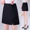 Falda de traje gris hecha a medida para mujer para primavera y otoño de 2026, nueva moda de cintura alta adelgazante, falda de línea A con abertura y ajuste ceñido al cuerpo