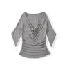 Ropa de Mujer al por Mayor Transfronteriza Estilo Europeo y Americano Color Sólido Cuello Oscilante Manga Media Camiseta Verano 2025 Nuevo Ajuste Delgado Tops Versátiles para Mujer