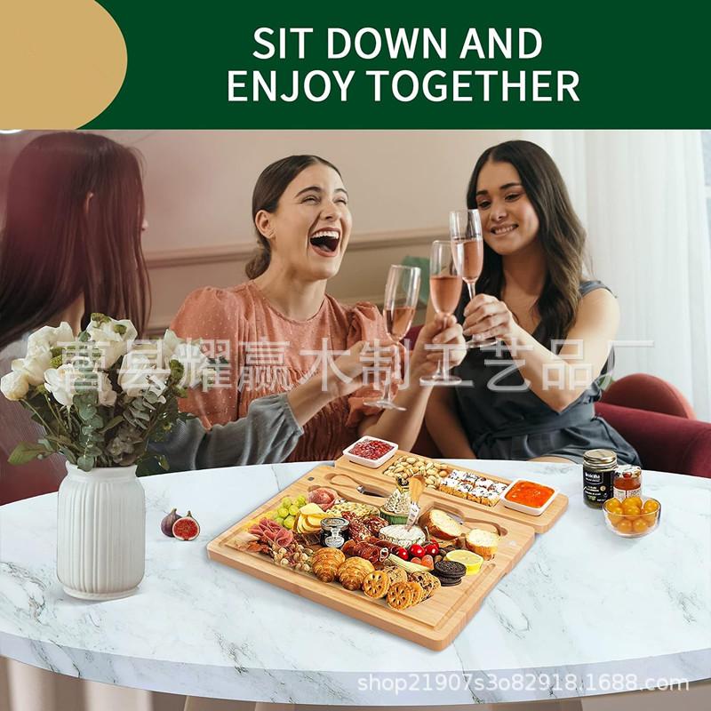 竹制砧板 家用菜板大号起司板 竹制芝士盘带刀具 熟食点心水果
