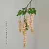Abélia Artificial Glicínia Gigante Ramo Longo Cordão Flor de Videira Pendurada de Seda Falsa para Fotografia e Decoração de Casamento