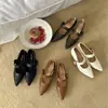 Sapatos estilo vovó de bico fino com uma tira para mulheres, novo modelo outono 2026, sapatos de salto baixo retrô elegantes