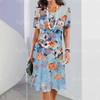 Nuevo vestido de mujer, elementos de estampado floral 3D, elegante vestido casual de manga corta y2g moda