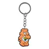 Colgante de llave de oso arcoíris al por mayor del fabricante hecho de material de goma suave de PVC, llavero grabado DIY accesorio pequeño de alta gama