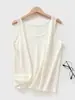 Fular de Lino Lyocell para Mujer Verano Nuevo Estilo Ropa Exterior Top Base Interior sin Mangas Chaleco de Punto a Rayas con Cuello Redondo