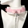 Set de pinzas para pezones de collar SM accesorios, juguete sexual de restricción de orejas de gato de cuero brillante, pinza para pezones con cadena de perlas y diamantes rosas productos eróticos