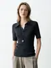 Camisa Polo de Malha de Manga Curta Estilo Old Money Francês para Mulheres, Primavera Vintage de Alta Qualidade Slim-Fit Simples Camiseta Top