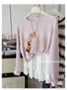 Otoño Temprano 2025 Nuevas Camisetas de Manga Larga con Estampado de Cachorros para Mujer Coreana Holgada Protector Solar Blusa Camiseta de Cuello Redondo Camisa de Aire Acondicionado