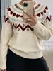 Suéter Pulôver Fair Isle Retrô Amazon Estilo Europeu e Americano Transfronteiriço Outono e Inverno Novo Estilo Estilo Festival do Coração Suéter Feminino