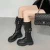 Novas Botas Longas de Solado Grosso Estilo Britânico para Mulheres 2026, Botas de Motocicleta Aumentadoras de Altura para Meninas Quentes de Outono e Inverno, Botas de Cavaleiro Acima do Joelho