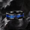 Joyería de Tungsteno Nuevo Estilo Transfronteriza Anillo de Meteorito Azul para Pareja de Acero de Tungsteno Moda Europea y Americana Anillo para Hombre Venta al por Mayor