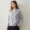 Estilo Simple Cuello Polo Nuevo Tejido de Cachemira Suéter para Mujer Holgado Adelgazante Versátil Top Suéter