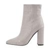 Botas cortas de ante con diamantes de imitación de Gypsophila para mujer, botines de tacón grueso y puntiagudo, para desfile de moda, para invierno de 2022