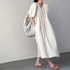 Chic Coreano2026 Nuevo Vestido Holgado de Estilo Coreano para Principios de Verano que Cubre el Vientre y Te Hace Ver Más Delgada, Transpirable, de Color Sólido y Elegante