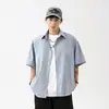 Ropa para Hombre Hanlu Camisa de Manga Corta Suave y con Caída Verano Nuevo Color Sólido Pareja Casual Holgada Camisa Chaqueta Q