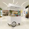 Carrinho de Comida Móvel de Ferro para Feira de Artesanato Cafeteria Carrinho de Lanche para Shopping Carrinho Multifuncional para Churrasco Feira Noturna Carrinho de Bebidas Geladas