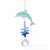 Apanhador de Luz Solar Concentrador de Luz Placa de Ferro Azul Cavalo-Marinho Baleia Golfinho Pingente de Cristal Sino de Vento para Jardim Fornecimento Transfronteiriço
