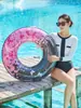 Itens em Estoque Transfronteiriços: Boia de Natação Flor de Cerejeira de Celebridade da Internet com Lantejoulas, Boia Inflável Espessa para Piscina para Adultos