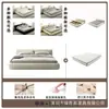 Cama minimalista estilo tatami em creme para quarto principal, cama de tecido fosco, cama cubo tamanho casal, cama de casamento para casa e pousadas