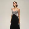 2026 Bata de Verano Transfronteriza Europea y Americana de Satén Gasa Encaje Empalmado Tirantes Vestido Largo Espalda Descubierta Ropa de Casa