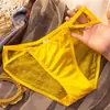 Moda sexy talle bajo satén sedoso encaje de mujer malla lunares tentación cómoda ropa interior bragas transparentes secado rápido