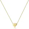 Collar Colgante de Letra con Grabado de Corazón Casual y Versátil para Hombres y Mujeres, Collar de Cuello con Forma de Corazón de 26 Letras Estilo Europeo y Americano