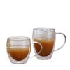 Taza de café de doble capa con aislamiento térmico, estilo americano, transparente, de vidrio con asa, resistente al calor, para oficina, para té y bebidas frías.