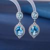 OTina Aretes de Pin S925 Tremella Azules para Mujer de Lujo con Incrustaciones de Zirconia Pendientes de Moda Populares