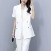 Conjunto de Traje Profesional Blanco para Viajes, Estilo Delgado de Verano, Elegantes Pantalones de Pierna Ancha 2026, Traje Profesional de Alta Gama a la Moda