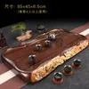 Bandeja de Chá de Ébano Feita de uma Peça Inteira de Madeira, Finamente Esculpida, Bandeja de Chá Espessa de Madeira Sólida com Drenagem, Bandeja de Chá Estilo Chinês, Suporte para Chá, Conjunto de Chá para Uso Doméstico