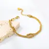 Pulsera Trenzada de Diseño de Nicho para Mujer, Lujo Ligero, Elegante y Versátil, Joyería Chapada en Oro de 18 Quilates, Pulsera de Acero Inoxidable
